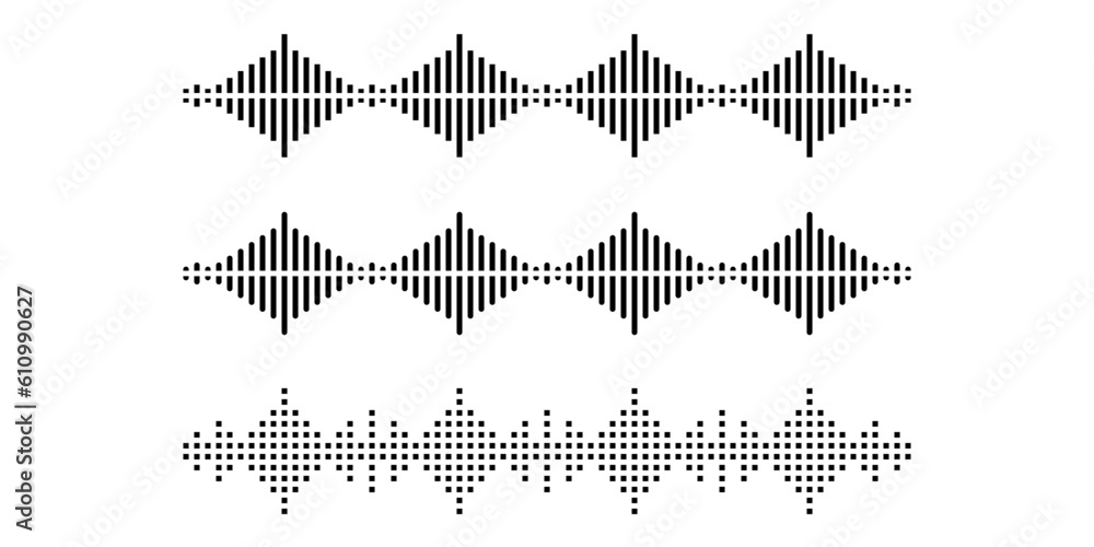 Poster voice message icons set. audio record with sound wave. social media concept. record voice message. v
