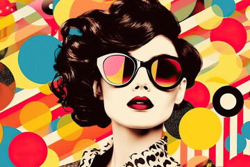 Obraz premium A woman wearing sunglasses and a polka dot shirt