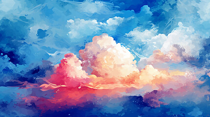 watercolor background with clouds