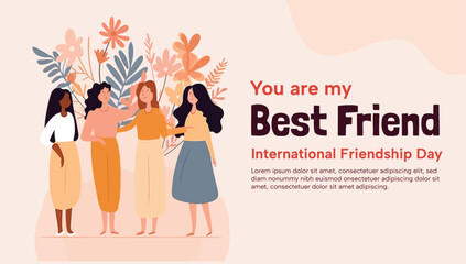 Fototapeta na wymiar Happy Internasional Friendship Day poster card poster ilustration