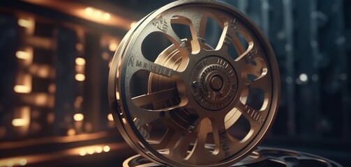 Fototapeta premium Stained glass film and reels. Generative AI