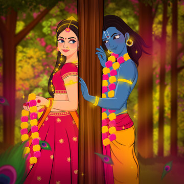 Radha Krishna Vector Art and Illustration 