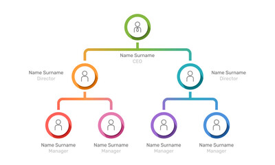 Business structure of company organization. Organizational chart Infographic, Diagram, Workflow, Teamwork. vector illustration.