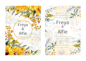 Beautiful sunflowers wedding invitation card set