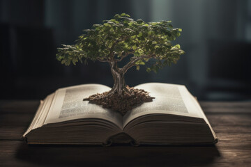 The tree grows from the book. AI generative.