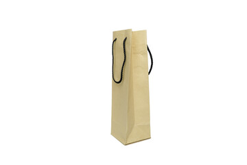Brown paper shopping bag isolated on white background. Clipping path included.