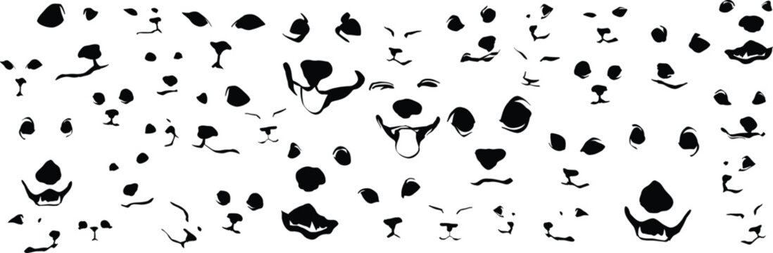 Cats and dogs drawing portraits silhouette vector art for background pattern