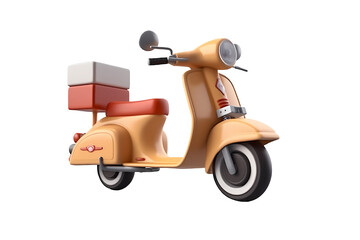Scooter and delivery packages. Online delivery 3d realistic generative ai icon.