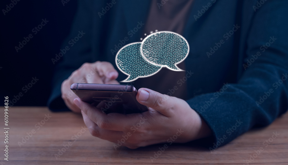 Poster digital chatbot, chat robot application, conversation assistant, ai artificial intelligence concept.