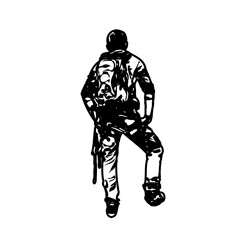 Black silhouette sketch of a mountain climber with transparent background
