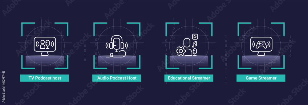 Poster streamers infographic chart design template. live streaming. online podcast. editable infochart with