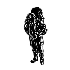Fototapeta na wymiar Black silhouette sketch of a mountain climber with transparent background