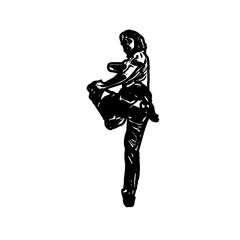 Black silhouette sketch of a mountain climber with transparent background
