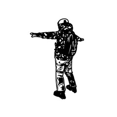 Obraz premium Black silhouette sketch of a mountain climber with transparent background