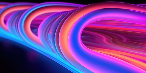 abstract Modern Looping Pipe Flow futuristic background with gold PINK blue glowing neon moving high speed wave lines and bokeh lights. Data transfer concept Fantastic,AI Generative