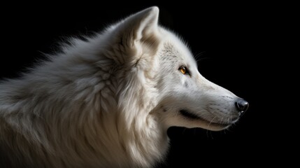 Obraz premium white wolf on black background