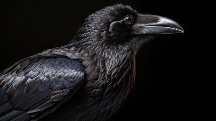 raven on a black background