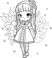 Fototapeta premium cartoon doodle kawaii anime coloring page cute illustration drawing character chibi manga comic