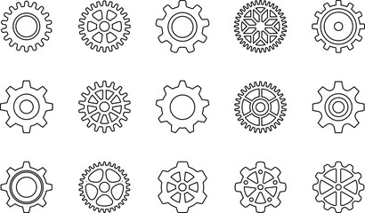 Gear icon. Connected cogs gears. Business Gear wheel isolated on white background. Vector illustration.