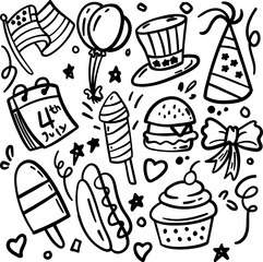  4th of July hand drawn Doodle element illustration