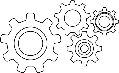 Gear icon. Connected cogs gears. Business Gear wheel isolated on white background. Vector illustration.