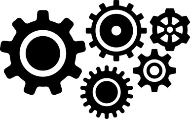 Gear icon. Connected cogs gears. Business Gear wheel isolated on white background. Vector illustration.