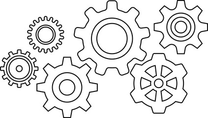 Gear icon. Connected cogs gears. Business Gear wheel isolated on white background. Vector illustration.