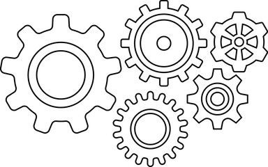 Gear icon. Connected cogs gears. Business Gear wheel isolated on white background. Vector illustration.