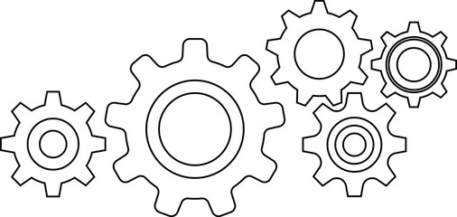 Gear icon. Connected cogs gears. Business Gear wheel isolated on white background. Vector illustration.