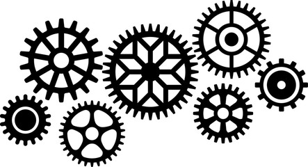 Gear icon. Connected cogs gears. Business Gear wheel isolated on white background. Vector illustration.