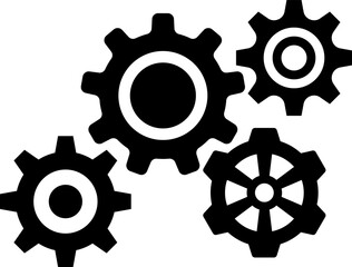 Gear icon. Connected cogs gears. Business Gear wheel isolated on white background. Vector illustration.