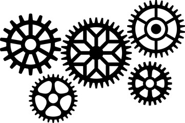 Gear icon. Connected cogs gears. Business Gear wheel isolated on white background. Vector illustration.