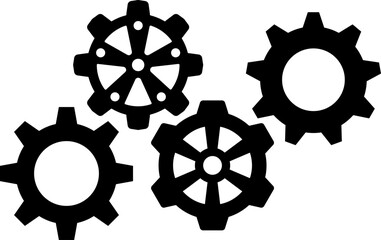 Gear icon. Connected cogs gears. Business Gear wheel isolated on white background. Vector illustration.