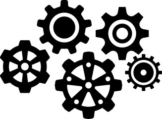 Fototapeta premium Gear icon. Connected cogs gears. Business Gear wheel isolated on white background. Vector illustration.