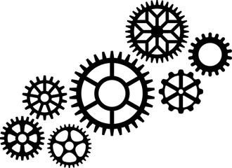 Gear icon. Connected cogs gears. Business Gear wheel isolated on white background. Vector illustration.