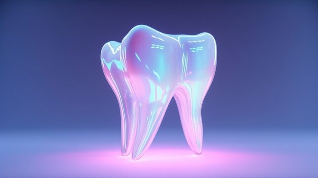 Illustration of a glowing tooth in the dark