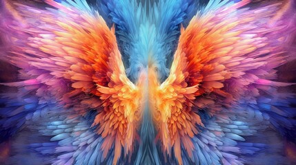 Illustration of a vibrant and abstract bird wing painting