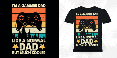Gaming Lover Funny Dad Grandpa Retro Vintage Father's Day T-shirt Design