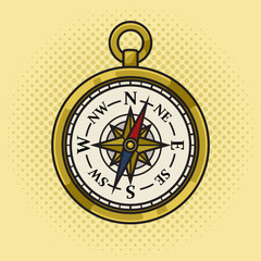 vintage compass pinup pop art retro vector illustration. Comic book style imitation. © Oleksandr Pokusai