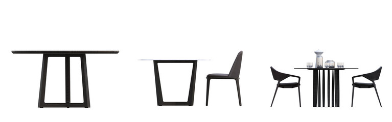 diner table isolated on white background, 3D illustration, cg render