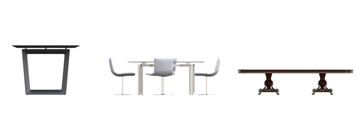 diner table isolated on white background, 3D illustration, cg render