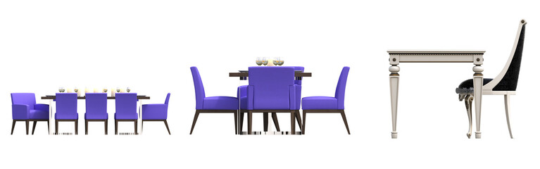 diner table isolated on white background, 3D illustration, cg render