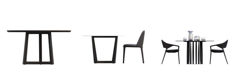 diner table isolated on transparent background, 3D illustration, cg render
