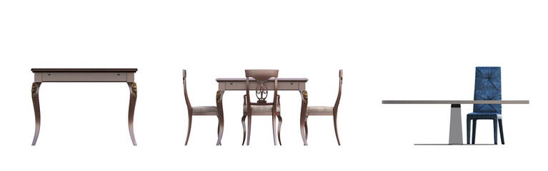 diner table isolated on transparent background, 3D illustration, cg render
