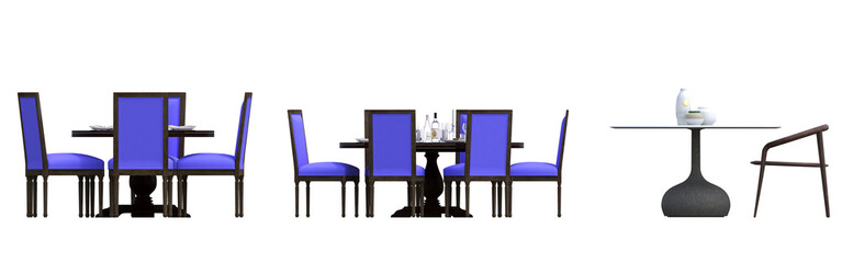 diner table isolated on transparent background, 3D illustration, cg render
