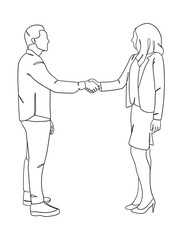 Continuous one line drawing of business agreement. Vector illustration.