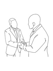Continuous one line drawing of business agreement. Vector illustration.