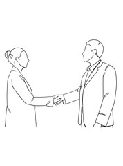 Continuous one line drawing of business agreement. Vector illustration.