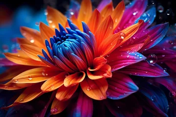 Keuken foto achterwand Macrofotografie macro close-up photography of vibrant color flower as a creative abstract background, generative ai