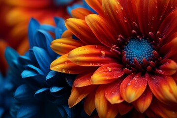 macro close-up photography of vibrant color flower as a creative abstract background, generative ai